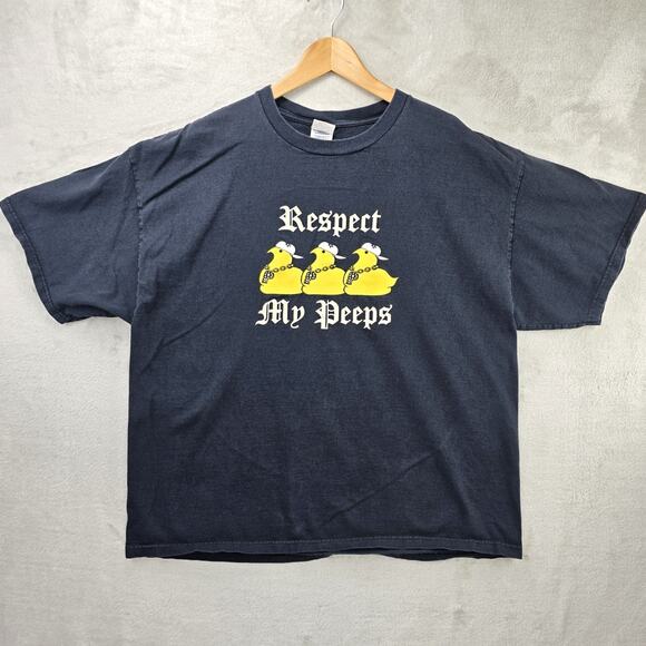 Vintage Respect My Peeps Shirt Mens XXL Rubber Duck Grunge Funny Hip Hop Y2K - Picture 1 of 7
